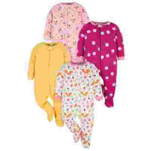Onesies Brand Baby Girl Sleep 'n Play Footed Pajamas, 4-Pack, Sizes Newborn-6/9 Months