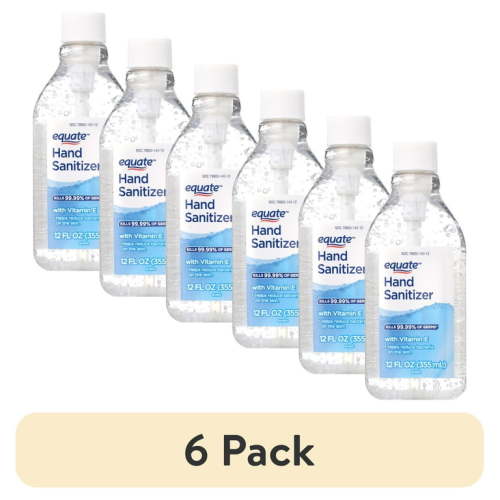 (6 pack) Equate Hand Sanitizer with Vitamin E, 12 fl oz