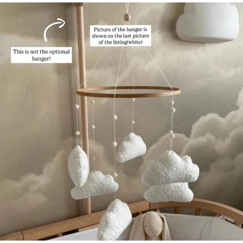 Boucle handmade clouds baby mobile, Neutral nursery mobile, Clouds baby crib mobile, Clouds mobile, Minimalist nursery mobile, Boucle clouds