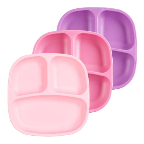 Re-Play Kids Plates Divided Plates, 3pk 7" Durable Toddler Plates, Princess