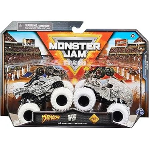 Monster Jam, Official Dragon Vs. Yeti Die-Cast Monster Trucks, 1:64 Scale, Kids Toys for Boys Ages 3 and up