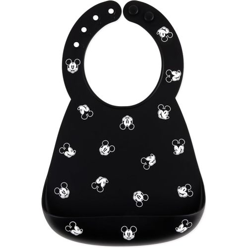 Bumkins Disney Bibs, Silicone Pocket for Babies, Baby Bib for Girl or Boy, for 6-24 Months Up to Toddler, Essential Must Have for Eating, Feeding, Baby Led Weaning Supplies, Mess Saving, Mickey Mouse