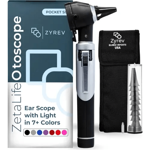 Zyrev ZetaLife Otoscope - Ear Scope with Light, Ear Infection Detector, Pocket Size (Black Color)