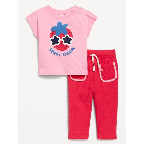 Short-Sleeve Graphic T-Shirt and Pants Set for Baby
