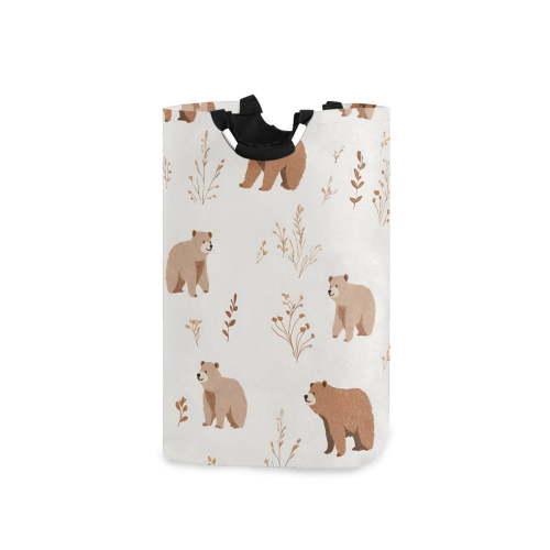 Yayeee Foldable Laundry Hamper with Handle Large Tall Storage Basket, Gray Bears