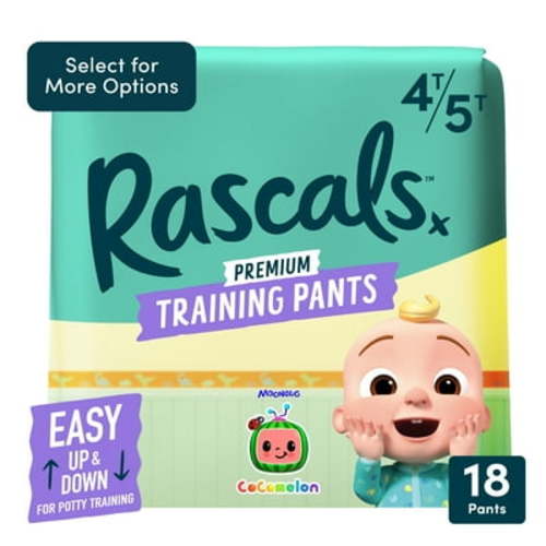 Rascals Premium CoComelon JJ Absorbent Potty Training Pants 4T-5T, 18 Count (Select for More Options) Unisex
