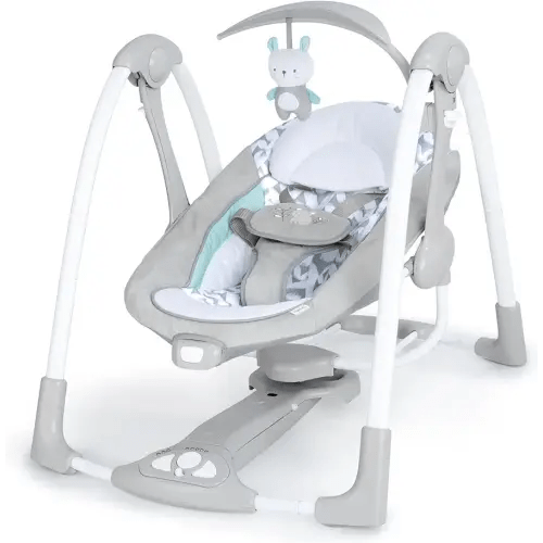 Ingenuity ConvertMe 2-in-1 Compact Portable Automatic Baby Swing & Infant Seat, Battery-Powered Vibrations, Nature Sounds, 0-9 Months 6-20 lbs (Raylan)