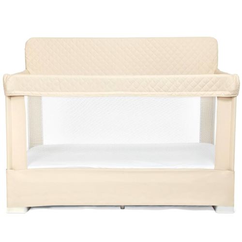 Baby Delight Lunaire Full Size Crib & Playard | Breathable Mesh Baby Crib | Tool-Free Assembly Baby Bed | 100% GOTS Certified Organic Cotton Fabric | Organic Oat