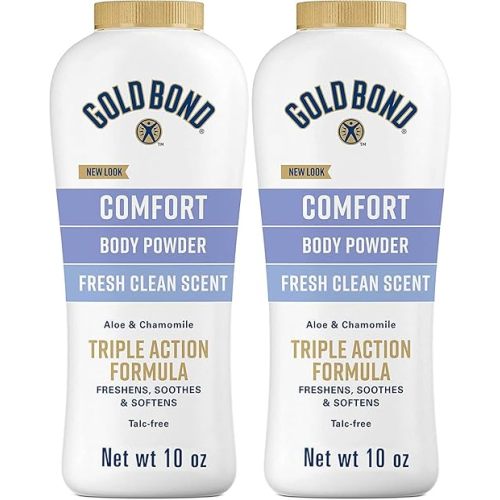 Gold Bond Ultimate Comfort Body Powder 10 oz. (Pack of 2), Talc-Free Formula with Aloe & Chamomile
