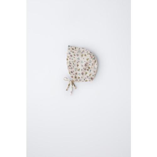 FLORAL TEXTURED RUFFLED BONNET - Mid-ecru | ZARA United States