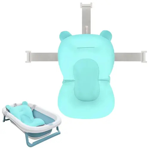 Colorlife Red de soporte para asiento de baño para bebé, cómoda y ajustable, antideslizante, de tres puntas, malla para recién nacido de 0 a 6 meses, color azul (sin bañera)
