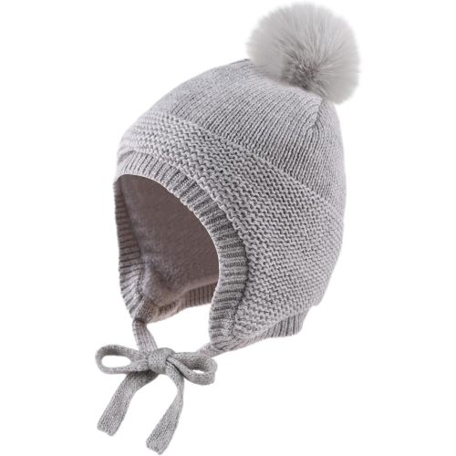 JANGANNSA Basic Winter Baby Beanie Pompom Knitted Hat Kids Earflap Beanies Warm Infant Toddler Hats