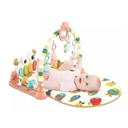 Baby Kick Piano and Play Mat - Musical Floor Activity Gym - Lay And Play With Hanging Toys For Infants - Tummy Time Mat For Babies