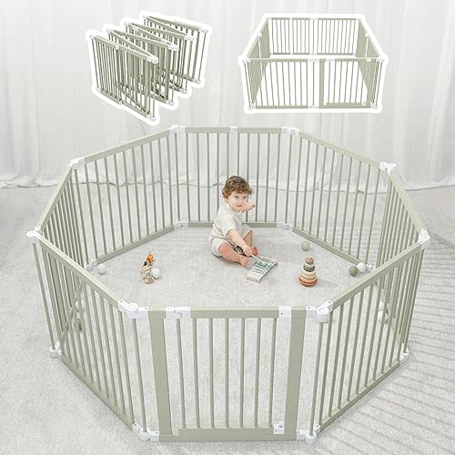 Comfy Cubs Baby Gate Playpen - 57" x 57" x 25" - Sage
