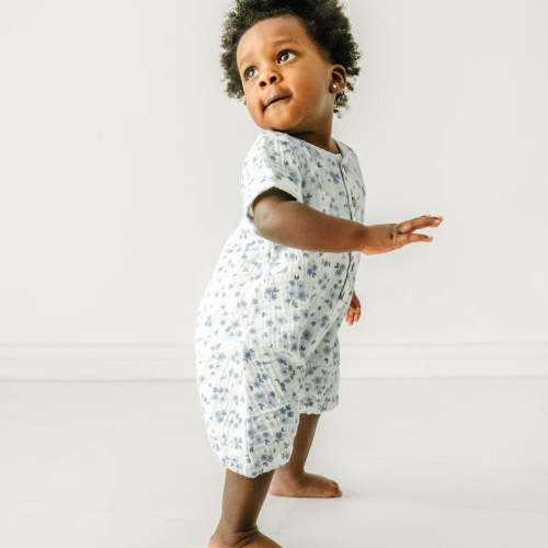 Organic Baby Short Bubble Romper - Periwinkle