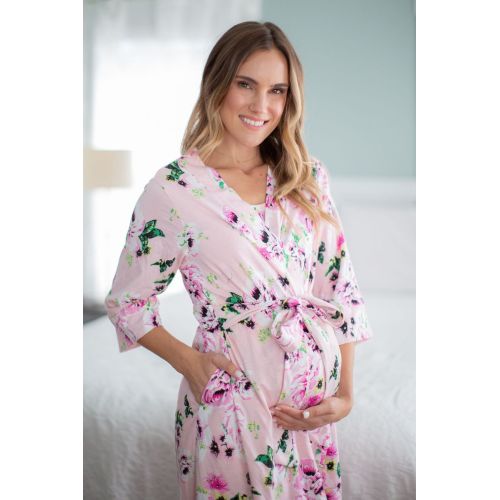 Pink Floral Maternity Nursing Delivery Labor Robe Hospital Bag Must Have – Gownies
