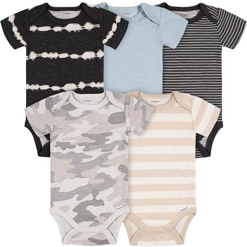 Gerber Unisex Baby 5-Pack Short Sleeve Variety Onesies Bodysuits (Hello There, 0-3 Months)