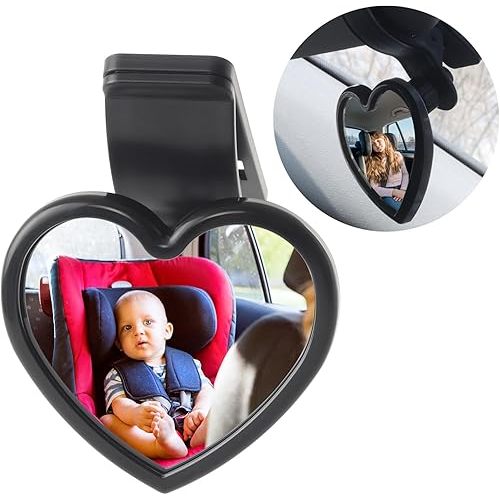 Baby Car Mirror Rear Facing,Convex Rear View Baby Mirrors for Cars,Automotive Interior 360 Degrees Adjustable Love Mirrors to See Rear Kids,Babies,Infants and Newborn(Clip on Install)