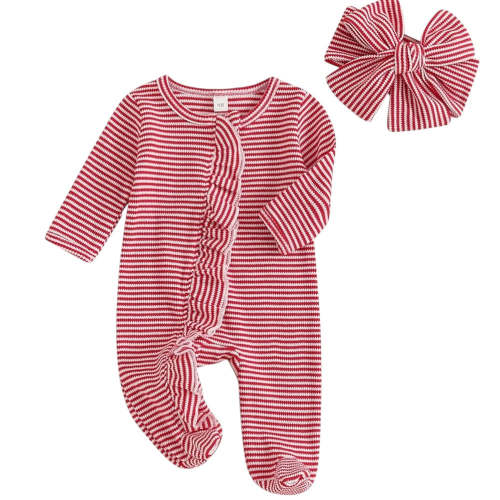 2pcs Red Stripes Onesie