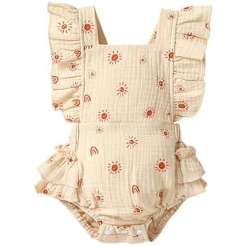Baby Girl Love Print Romper Infant Girl One-Piece Bodysuit Long Sleeve Ruffled Summer Clothes 0-24 Months