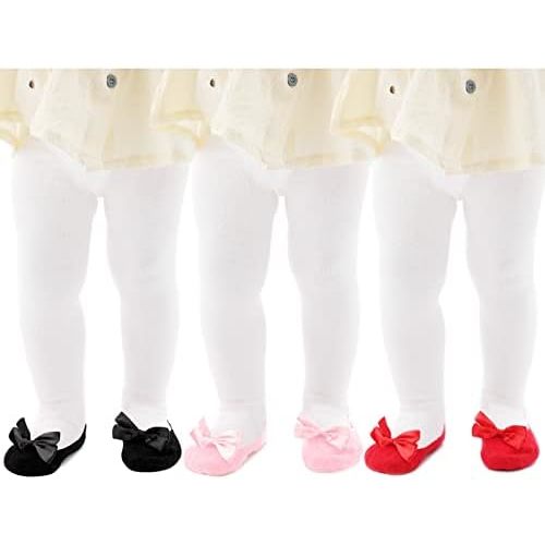 Baby Tights Non Slip Baby Girl Tights Plain/Shoe-Look Leggings Seamless Pantyhose Warm Cotton Leggings Non-Skid