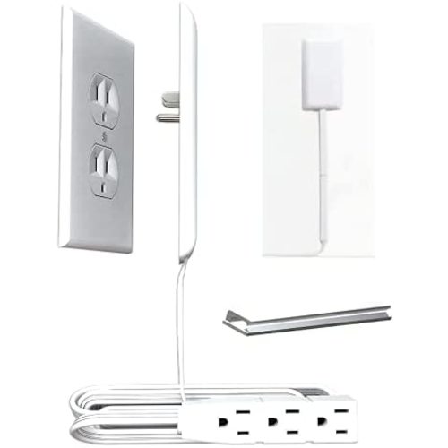 Sleek Socket Ultra-Thin Child Proofing Electrical Outlet Cover with 3 Outlet Power Strip and Protective Cord Cover Kit, 8-Foot, Universal Size