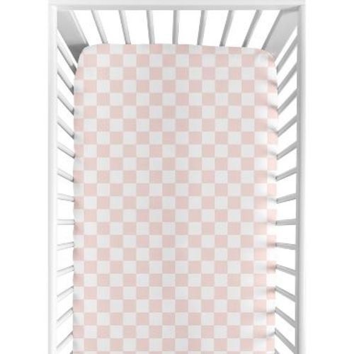 Sweet Jojo Designs Girl Baby Fitted Crib Sheet Gingham Checkered Plaid Pink and White