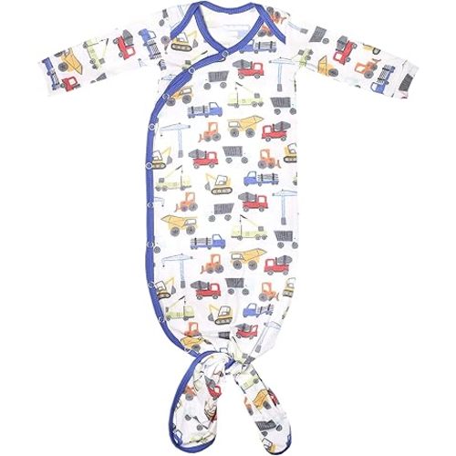 Copper Pearl Baby Gown - Knotted Newborn Sleepers for Baby Boy and Girl, Soft Stretchy Long Sleeve Infant Gowns with Bottom Tie and Hand Mittens, Perfect Hospital Coming Home Outfit (Diesel)