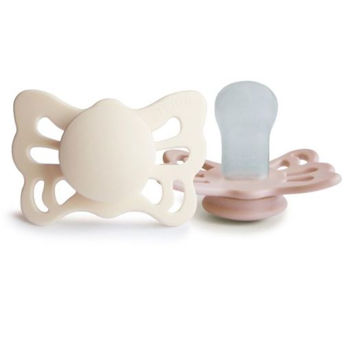 FRIGG Butterfly Anatomical Silicone Pacifier 2-Pack (0-6 Months) Cream/Blush 0-6 months