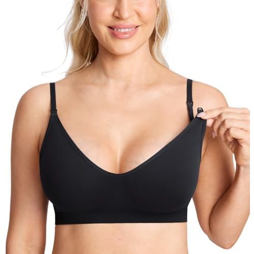 MOMANDA Sleep Nursing Bras for Breastfeeding Seamless Wirefree Maternity Bra V Neck Comfortable Bralette