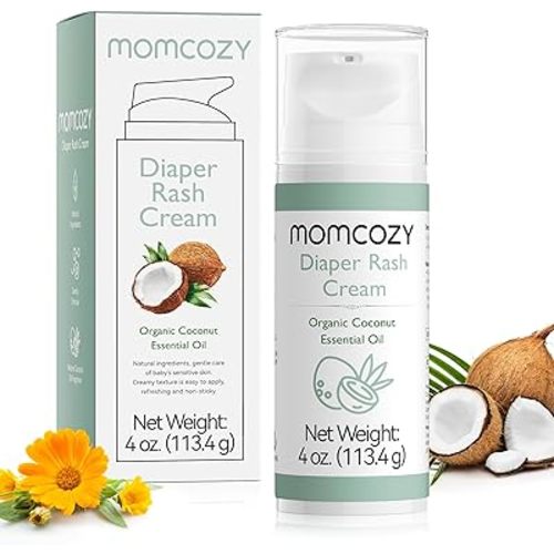 Momcozy Baby Diaper Rash Cream, Baby Diaper Cream Daily Use for Skin Care, Natural Ingredients Coconut Diaper Cream, Fragrances Free Hypoallergenic for Sensitive Skin, 4 oz