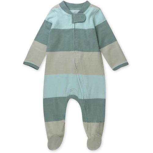 HonestBaby Sleep and Play Footed Pajamas One-Piece Sleeper Jumpsuit Zip-front PJs Organic Cotton for Baby Boys, Unisex - 1 - 3-6 Months