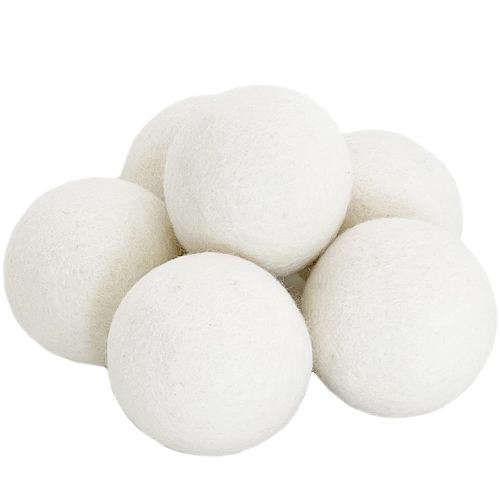 Woolino Wool Dryer Balls, Reusable Laundry Balls, Natural 100% Organic Fabric Softener, Chemical-Free, Baby Safe, 6 Pack XL, White