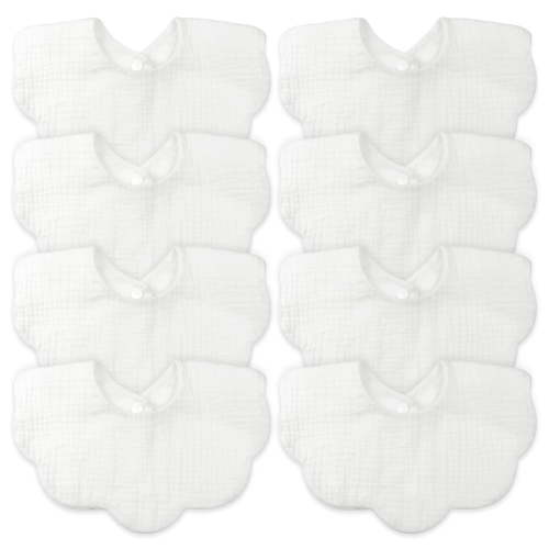 Baby Bibs for Girls Boys 8 Pack Muslin Bibs Drool Bibs Super Absorbent 100% 4-Layer Muslin Cotton Muslin Baby Bibs for Infant Toddler Teething Drooling Bibs Baby Essentials