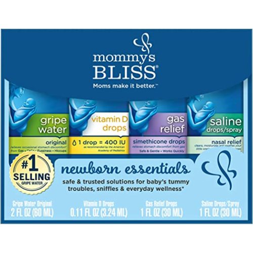 Mommy's Bliss Newborn Essentials Gift Set, Includes Gripe Water, Baby Vitamin D/Gas Drops and Gentle Saline Drops/Spray