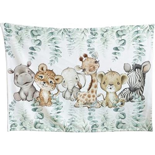 HawSkgFub Baby Toddler Boy Girl Safari Jungle Animals Blanket Gift, Nursery Elephant Giraffe Zebra Lion Flannel Fleece Swaddling Blankets, Soft Lightweight Newborn Baby Shower Kid Crib Bedding 40 x 50