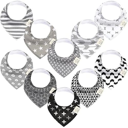 10-Pack Organic Baby Bandana Drool Bibs