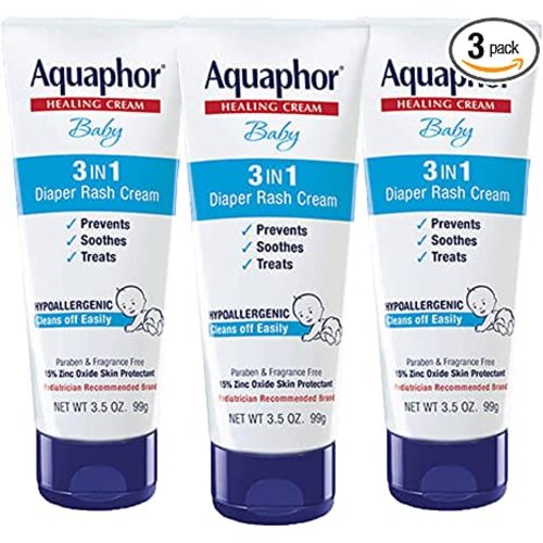 Aquaphor Baby Diaper Rash Cream 3.5 Ounce - (Pack of 3)