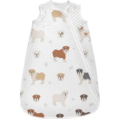 vvfelixl Sleep Sack for Newborn Babies,Different English Bulldog Baby Wearable Blanket,Swaddle Transition Sleeping Bag for Infant,Sleep Suit for Toddler 12-24 Months