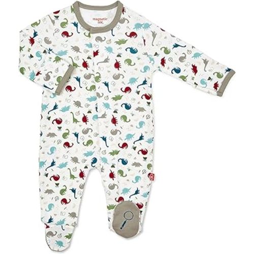 Magnetic Me Footie Pajamas - 100% Organic Cotton Baby Pajamas - Quick Magnetic Fastener Sleeper for Baby Boy and Girl