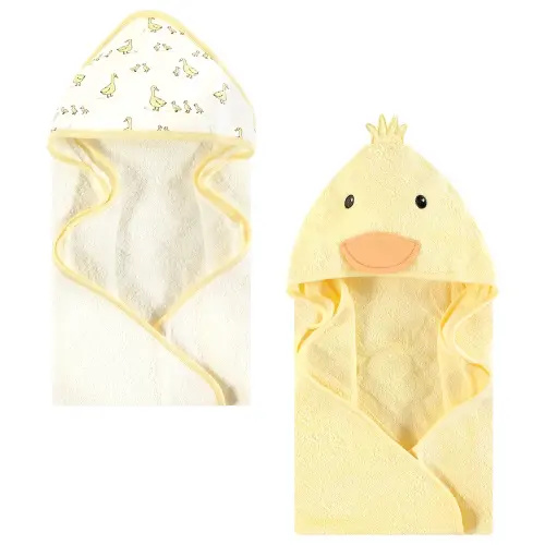 Hudson Baby Cotton Animal Face Hooded Towel, Yellow Duck, One Size - Yellow Duck - One Size