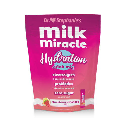 Dr. Stephanie's Milk Miracle Hydration & Probiotics Drink Mix, For Breastfeeding Support, 10 Count