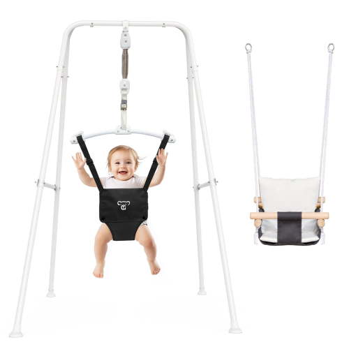 G TALECO GEAR 2 in 1 Baby Swing Outdoor, Baby Jumpers and Bouncers, Indoor Toddler Swing for Baby up to 3 Year, White