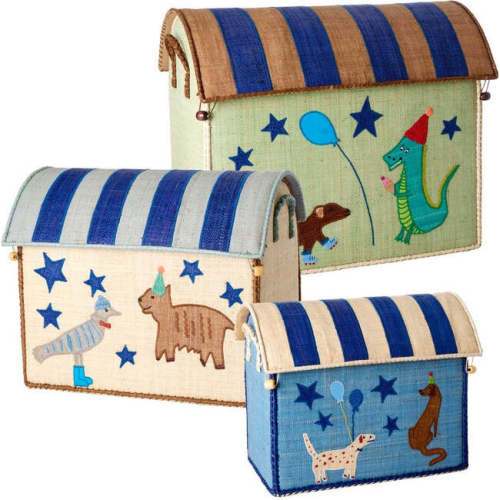 Raffia Themed Storage Baskets Set, Green Party Animal (Set Of 3) - Rice By Rice Storage | Maisonette