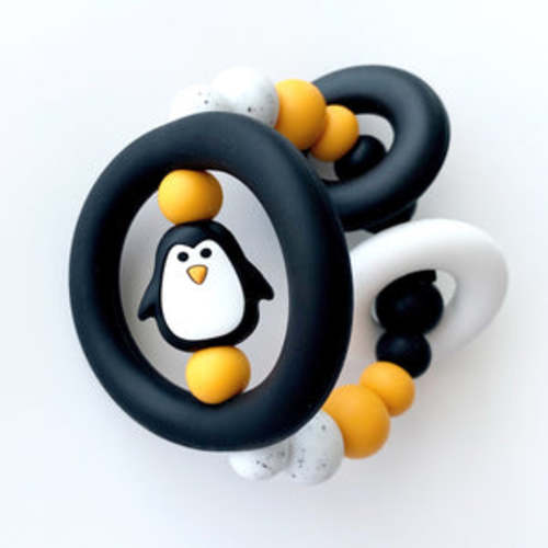 Hochet d'éveil sensoriel - Pingouin noir - Jululu – Aux petits trésors Magog