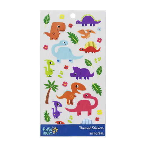 Hello Hobby Multicolor Dinosaurs Themed Stickers, 31 Count