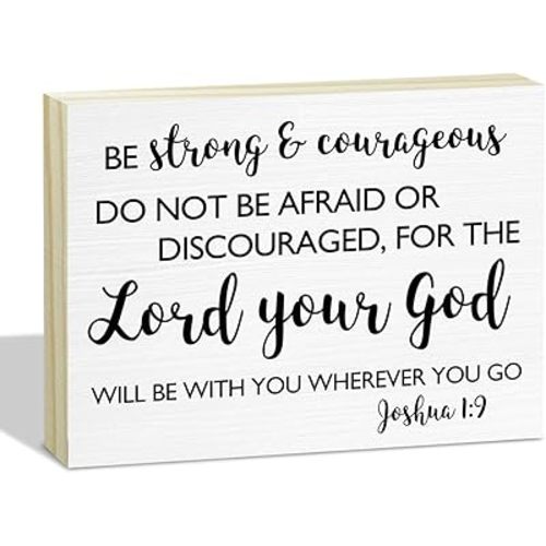 Christian Bible Verse Wall Art Sign Nursery Decor Gift for Baby Kids Girl Boy Teen Joshua 1:9 Be Strong and Courageous, Do Not Be Afraid or Discouraged Religious Scripture Home Decor for Bedroom -41