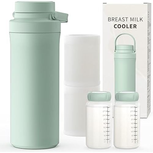 Xaproo 22oz Breast Milk Cooler Bottle, Portable Milk Cooler for Breastmilk with 360° Total Cooling for 24 Hours, Breastmilk Chiller with 2pcs Baby Bottles, Breastfeeding Essentials for Baby, BPA-Free
