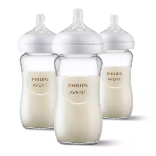 Philips Avent Philips Avent 3pk Glass Natural Baby Bottle with Natural Response Nipple - Clear - 8oz