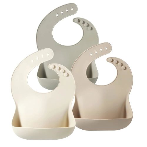 PandaEar Silicone Baby Bib for Girls Boys| Adjustable Waterproof Silicone Bibs for Babies & Toddlers with Large Pocket Food Catcher, BPA Free Soft Durable